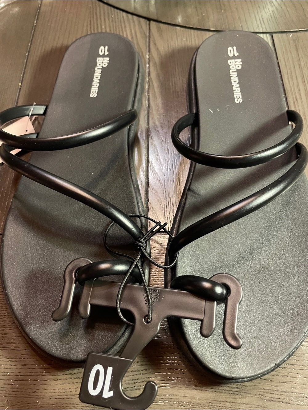 No Boundaries Black Tubular Strappy Slide Sandals